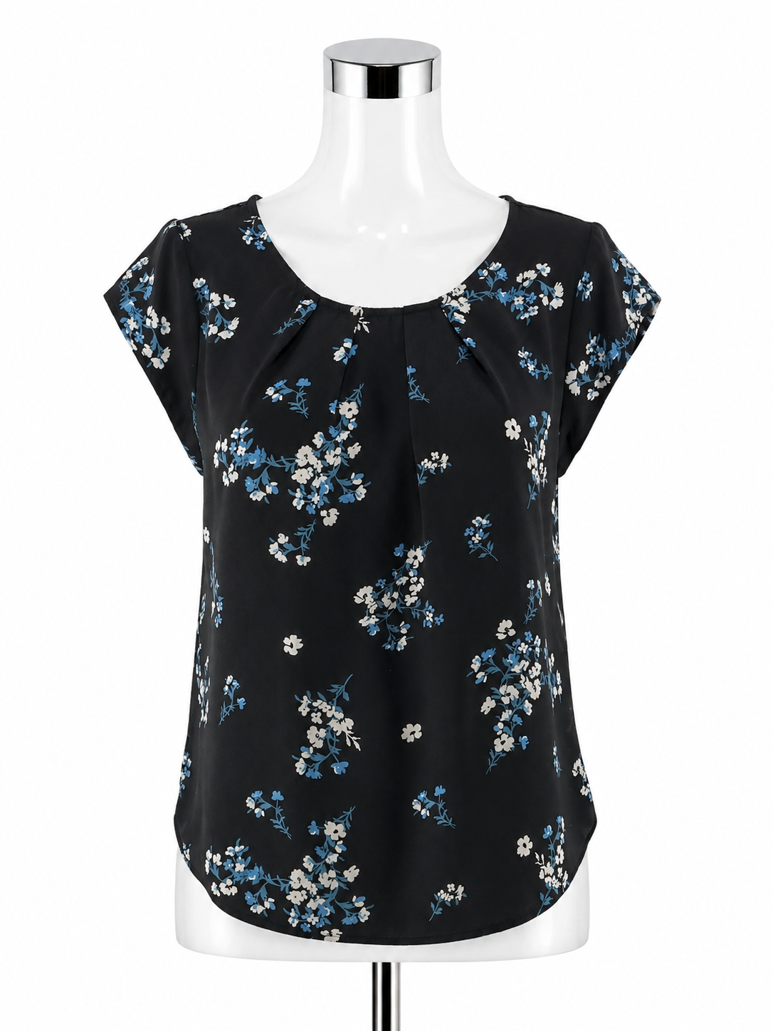 41 Hawthorn Anora Floral Keyhole Blouse Black Blue White Size Medium