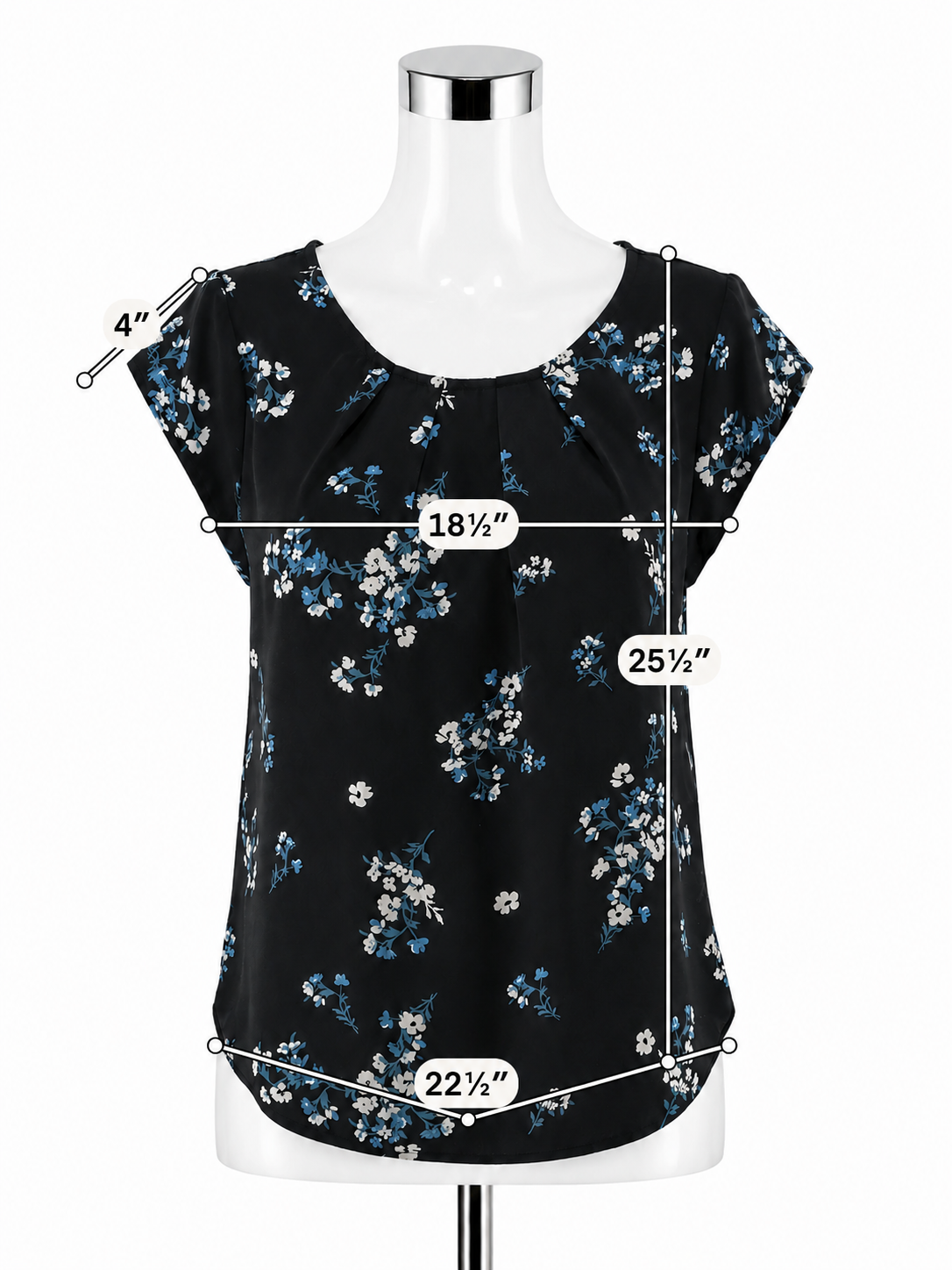 41 Hawthorn Anora Floral Keyhole Blouse Black Blue White Size Medium