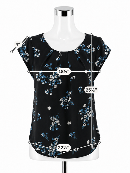 41 Hawthorn Anora Floral Keyhole Blouse Black Blue White Size Medium