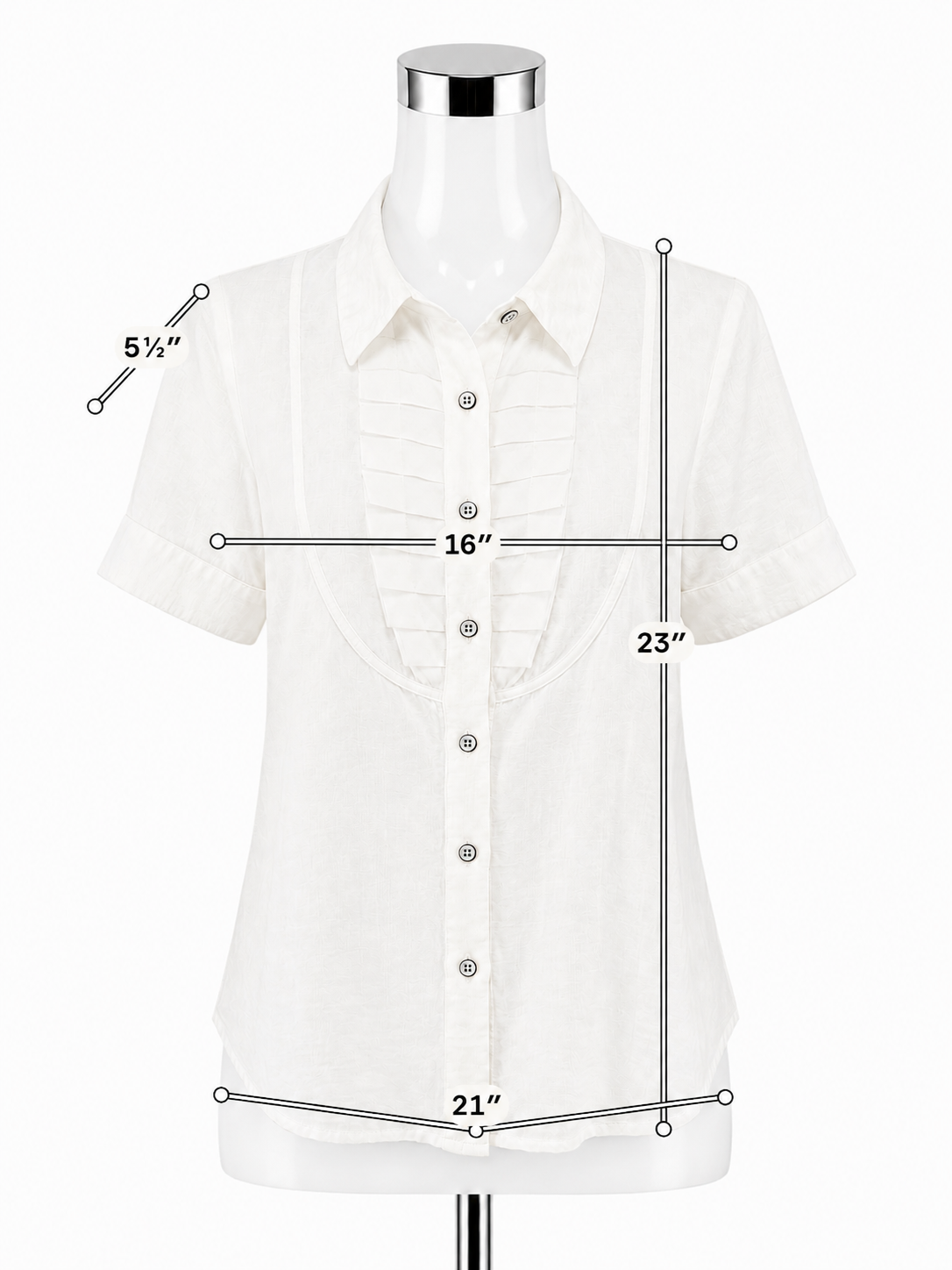 cabi Pintuck Blouse Whisper White Short Sleeve Top Size Medium