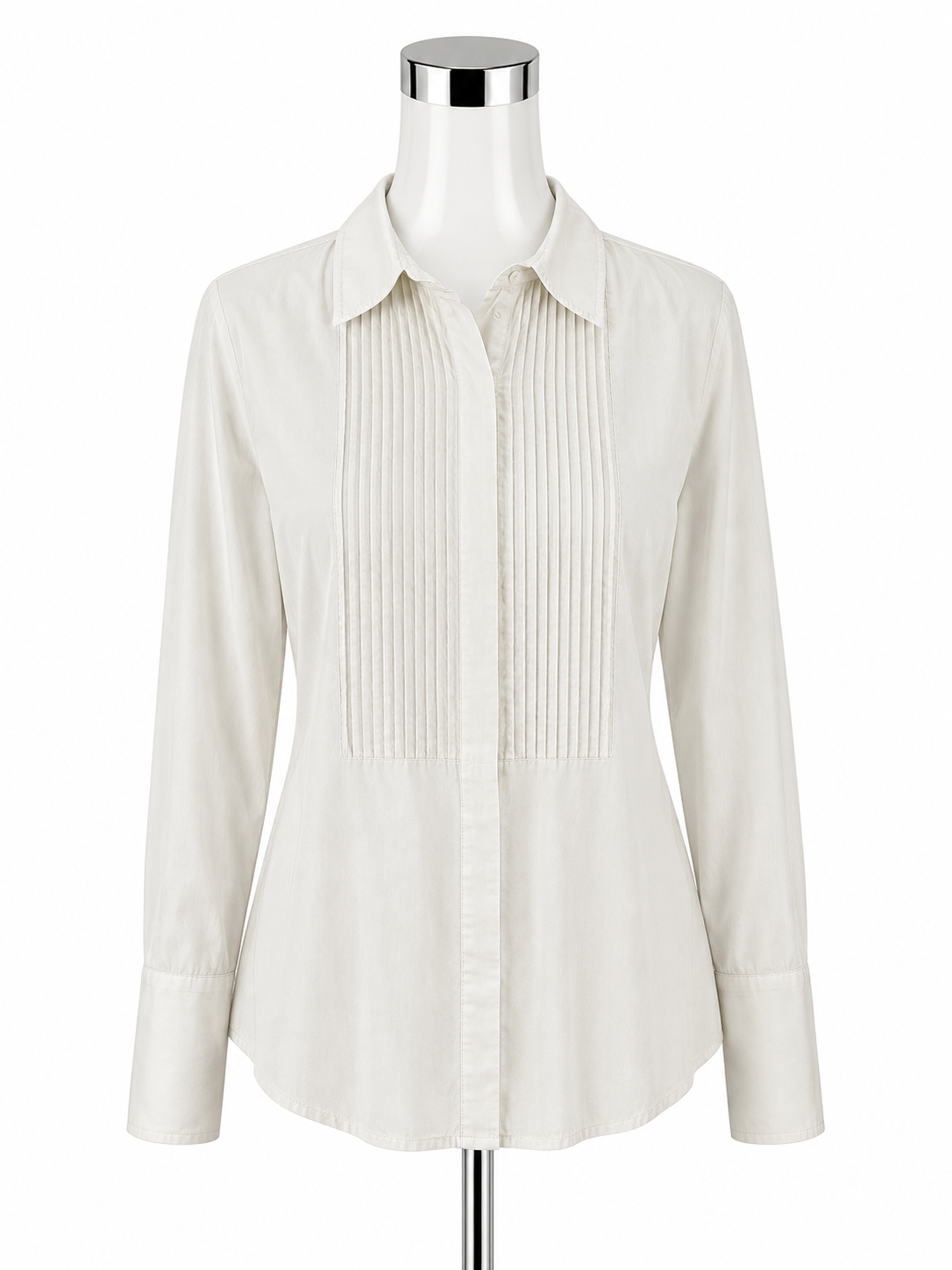 Cabi White Pintuck Blouse Cotton Stretch Hidden Placket Shirt | Size Medium - ONLINE ONLY
