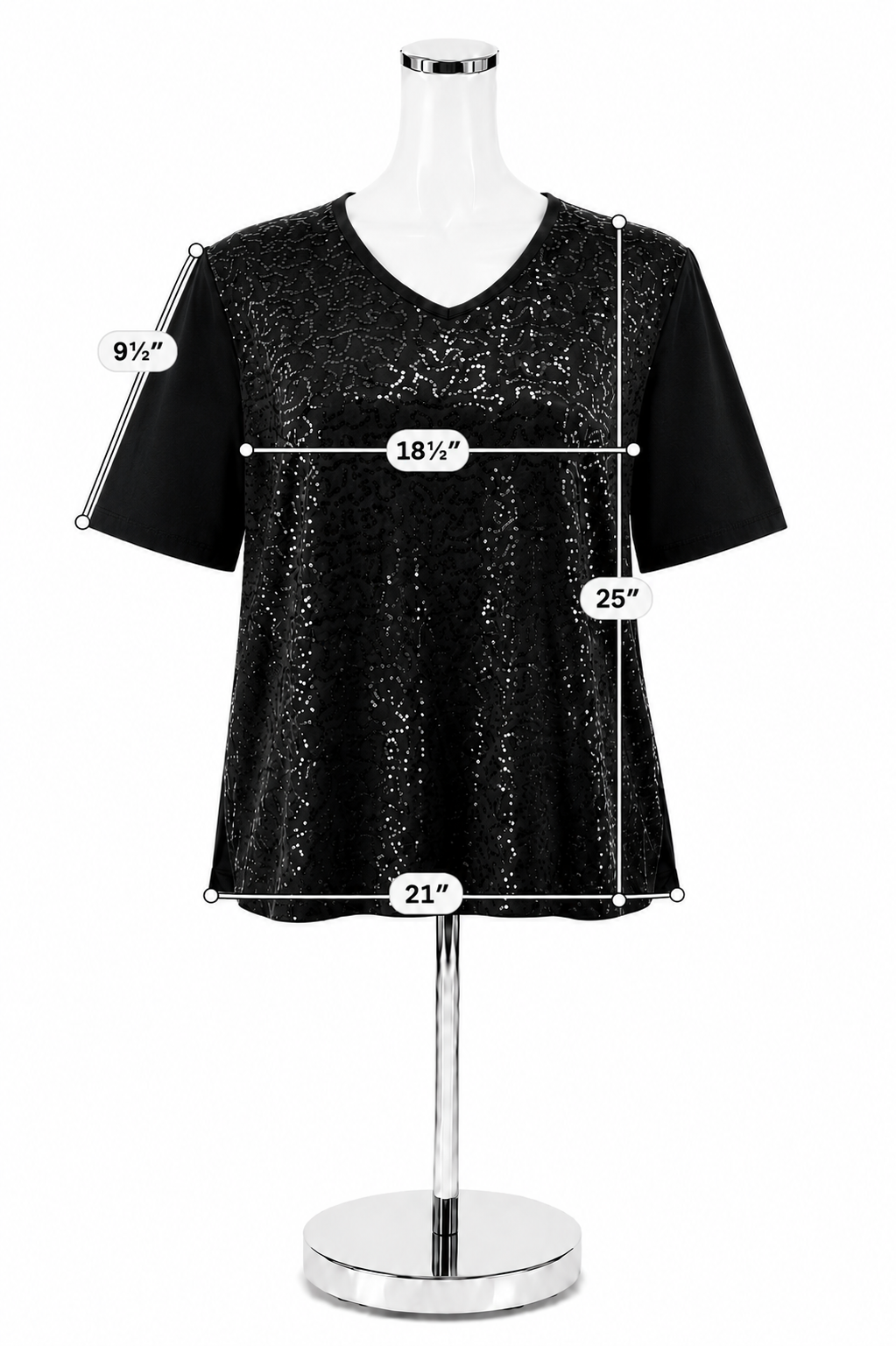 Quacker Factory NWT Black Sequin Swirl Tunic Top | Size Medium