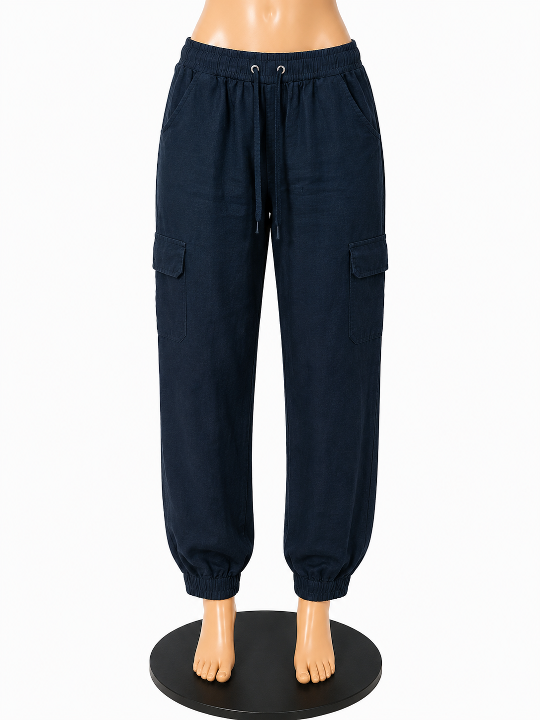 Nicole Miller New York Black Linen Cargo Jogger Pants Size Medium - ONLINE ONLY