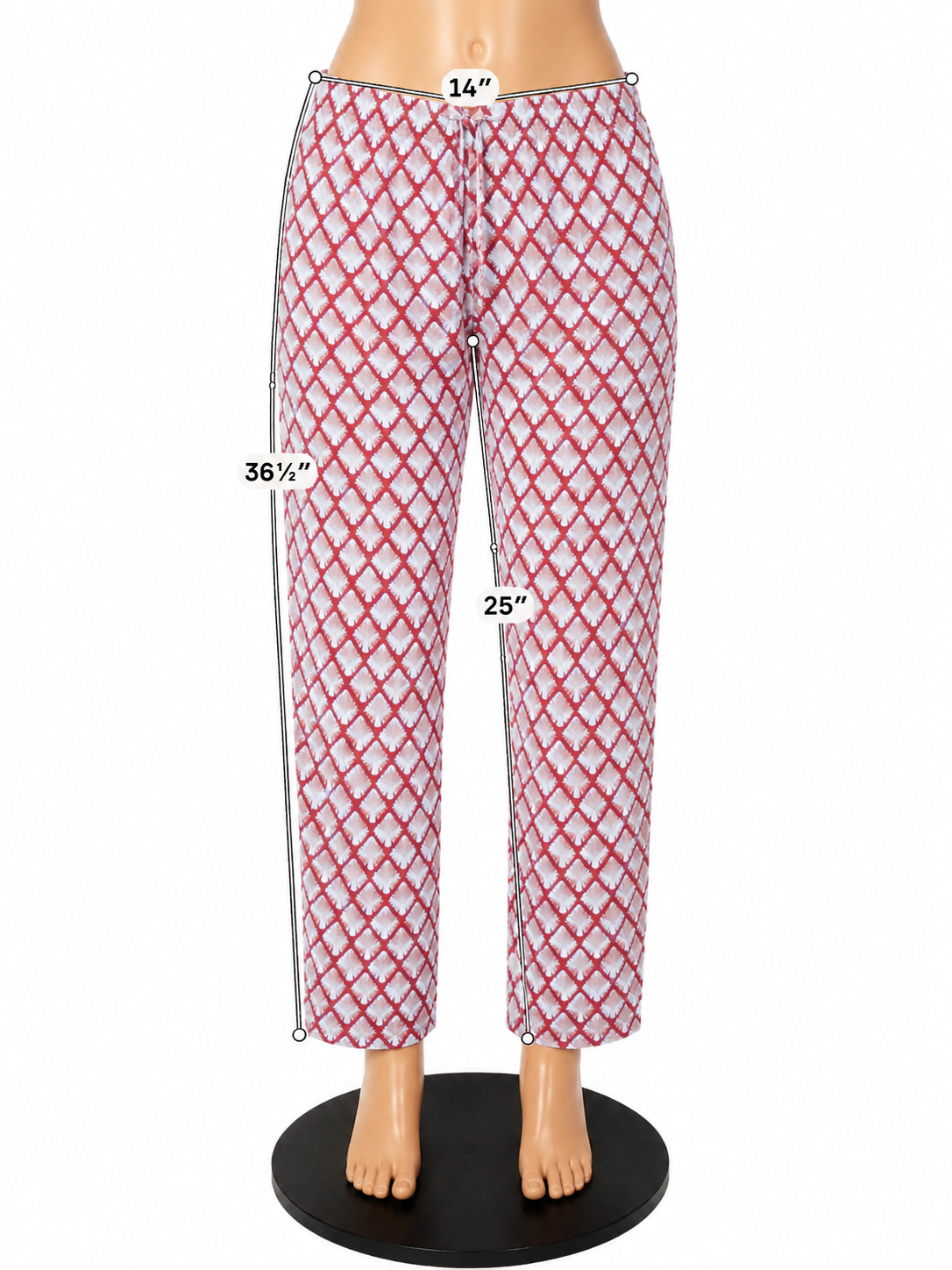 Lanhtropy Diamond Print 100% Linen Pull-On Pants Size Medium NWT - ONLINE ONLY