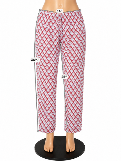 Lanhtropy Diamond Print 100% Linen Pull-On Pants Size Medium NWT - ONLINE ONLY