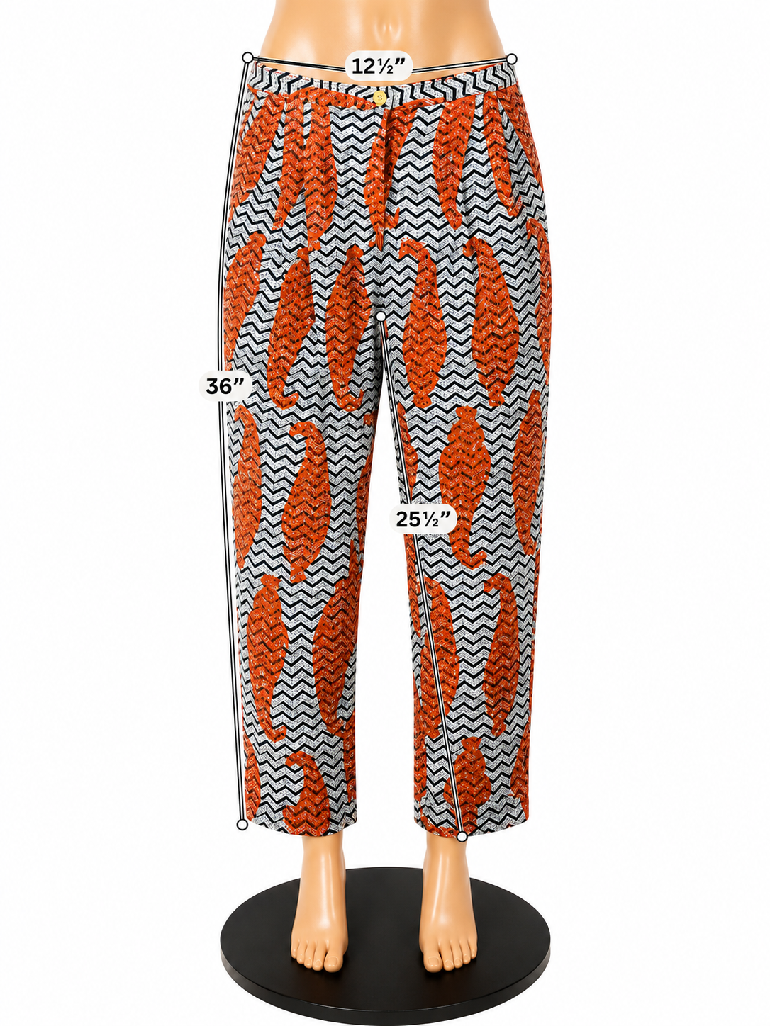 Tory Burch Nadia Print Silk Pull-On Pants Navy Orange White Size 6 - ONLINE ONLY