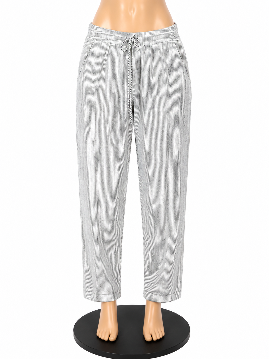 J.Crew Re-Imagined Navy &amp; White Stripe Linen Blend Pull-On Pants Size 0 - ONLINE ONLY
