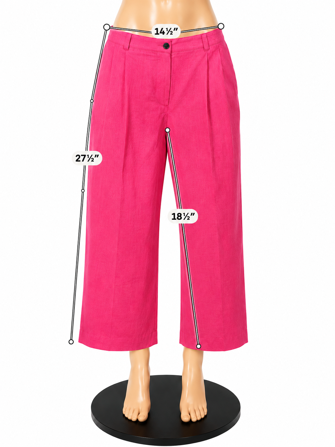 Boden Westbourne Linen Trousers Fuchsia Pink Wide Leg Crop Pants UK 22R - ONLINE ONLY