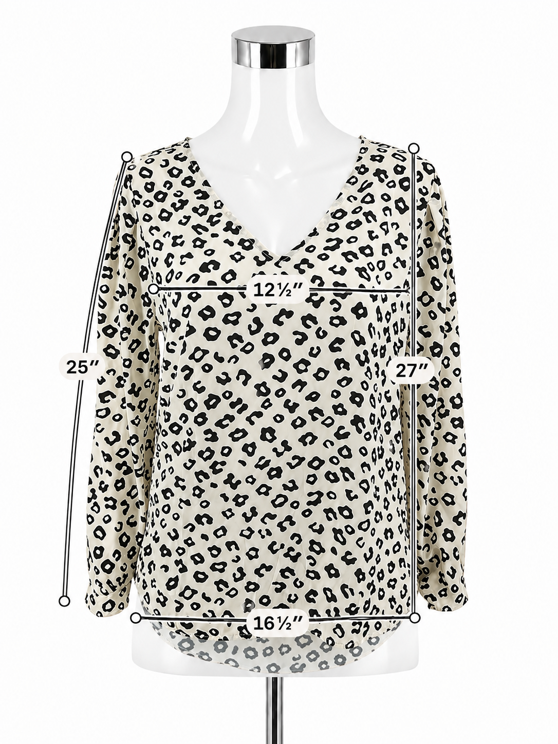 LOFT Leopard Print Mixed Media Blouson Sleeve Top Size Medium