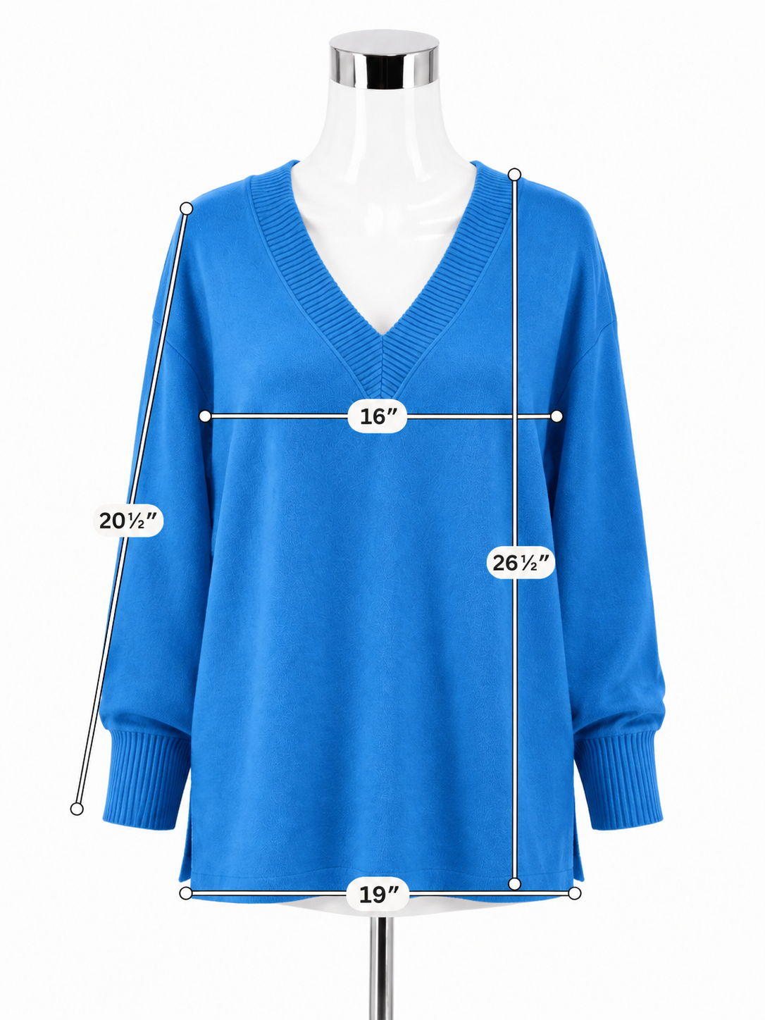 LOFT V-Neck Tunic Sweater M Blue NWT Drop Shoulder Soft Knit Top