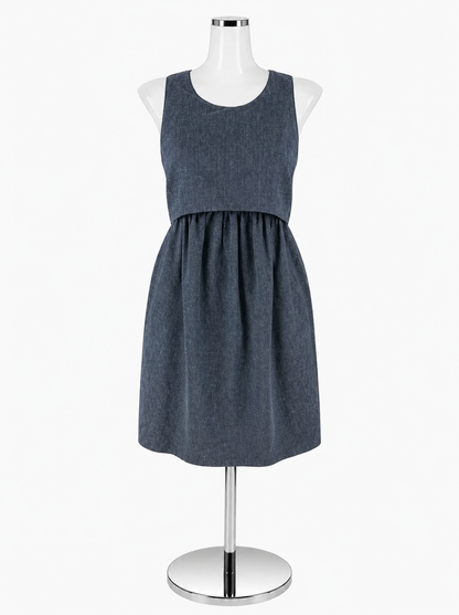 Adam Lippes Indigo Blue Virgin Wool Silk Blend A-Line Dress Size 4