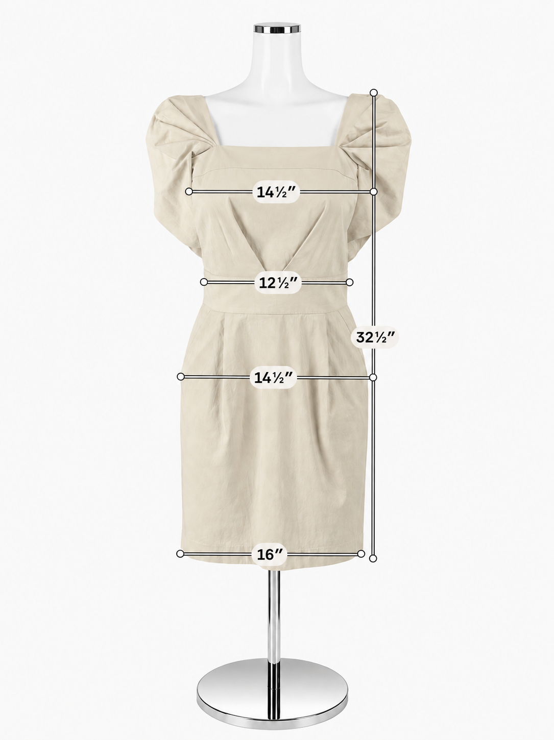 Laila Azhar Ivory Puff Sleeve Mini Dress with Pockets Size 4