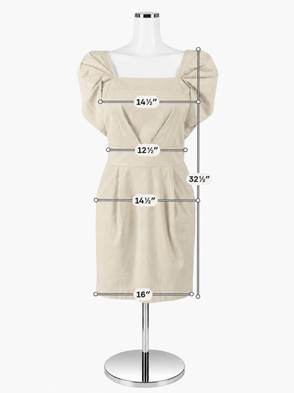 Laila Azhar Ivory Puff Sleeve Mini Dress with Pockets Size 4