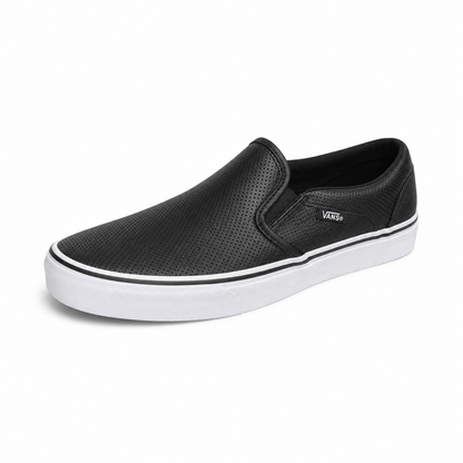 Vans Classic Slip-On Perf Leather Black Shoes | Women&