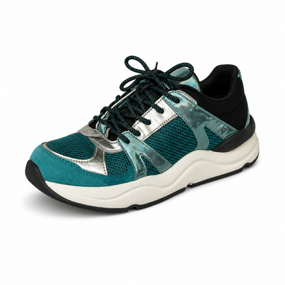 Geox Tabelya Teal Metallic Mixed Media Breathable Sneakers | Womens Size 10