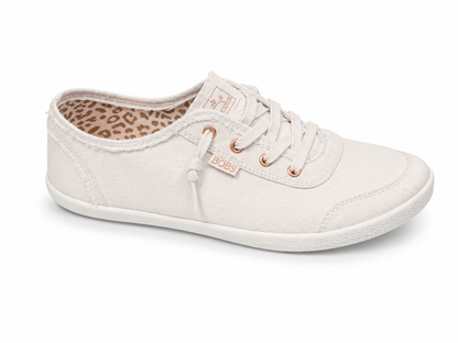 Bobs by Skechers B Cute Leopard Lined Canvas Sneakers White Rose Gold Size 8