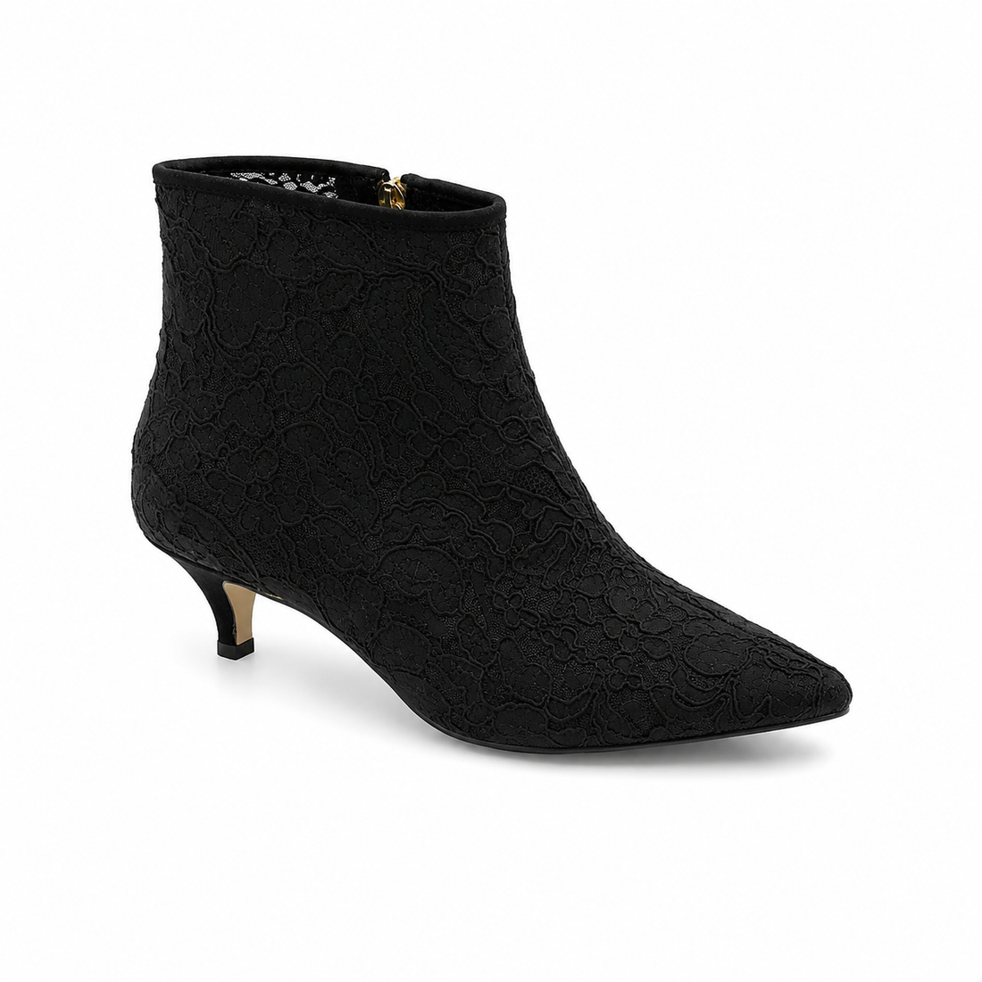 Kate Spade Dolores Black Floral Lace Pointed Toe Kitten Heel Booties Size 7