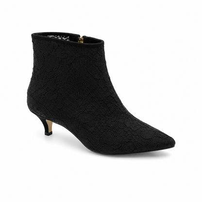 Kate Spade Dolores Black Floral Lace Pointed Toe Kitten Heel Booties Size 7