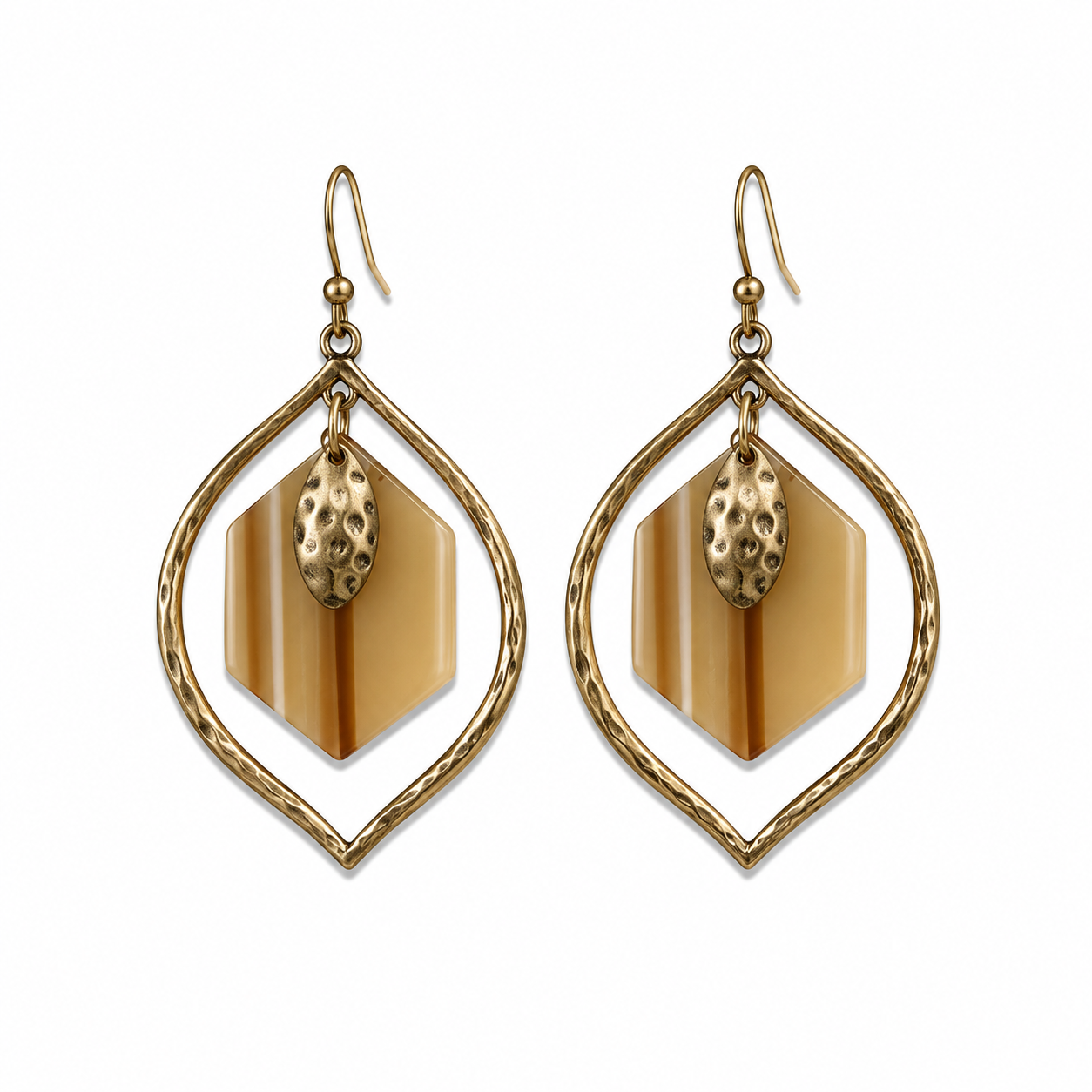 Sassy + Chic Amber &amp; Ivory Resin Petal Drop Earrings