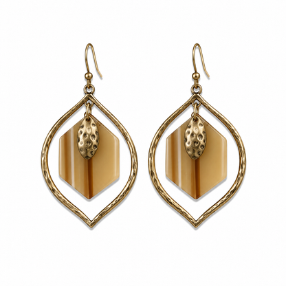 Sassy + Chic Amber &amp; Ivory Resin Petal Drop Earrings