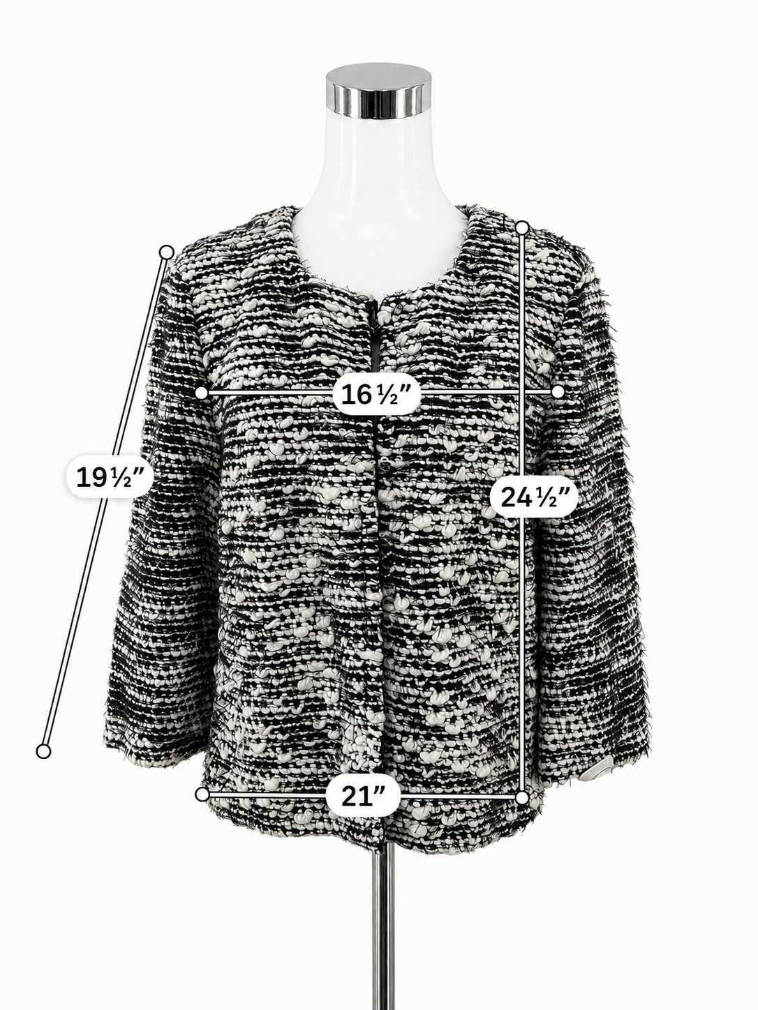 St. John Couture Eyelash Bouclé Knit Jacket Black White Size 16 NWT