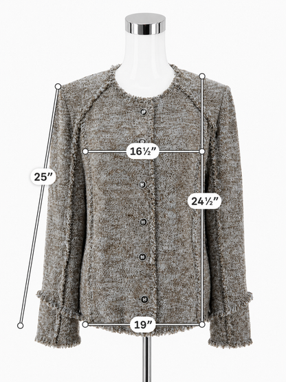 St. John Collection Margherita Bouclé Fringe Trim Jacket Size 10