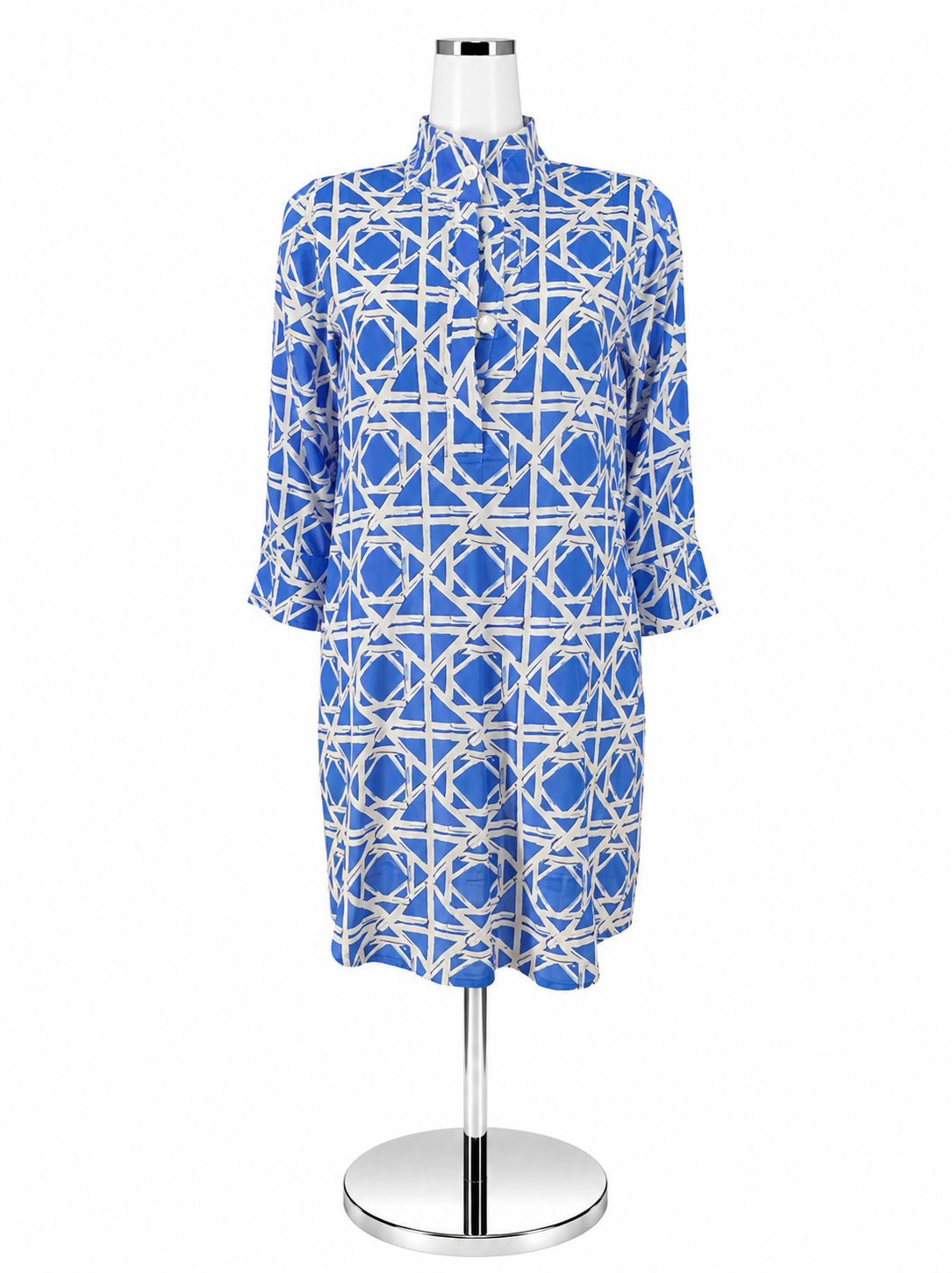 Jude Connally Trixie Tunic Dress Blue Diamond Geo Cotton NWT Size M / 8