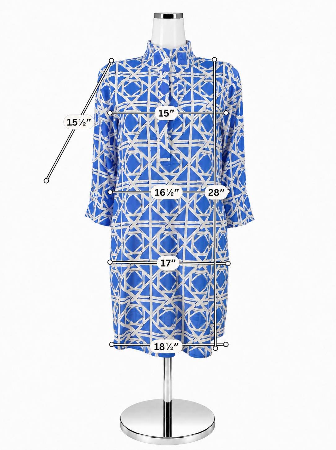 Jude Connally Trixie Tunic Dress Blue Diamond Geo Cotton NWT Size M / 8