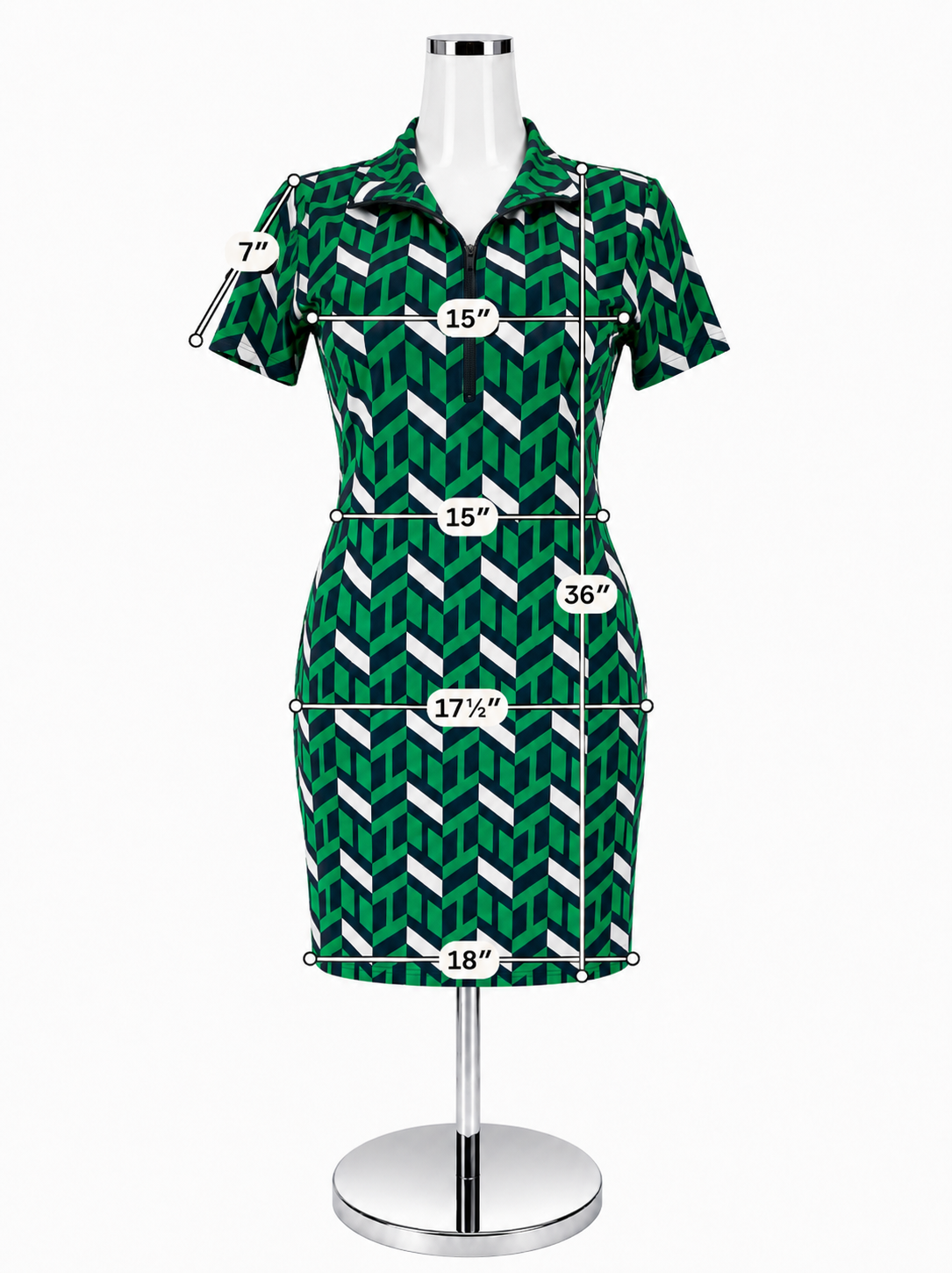 Jude Connally Chevron Sport Polo Dress Green Navy White Size Small