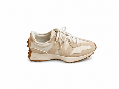 New Balance 327 Cream &amp; Tan Suede Retro Sneakers | Women&