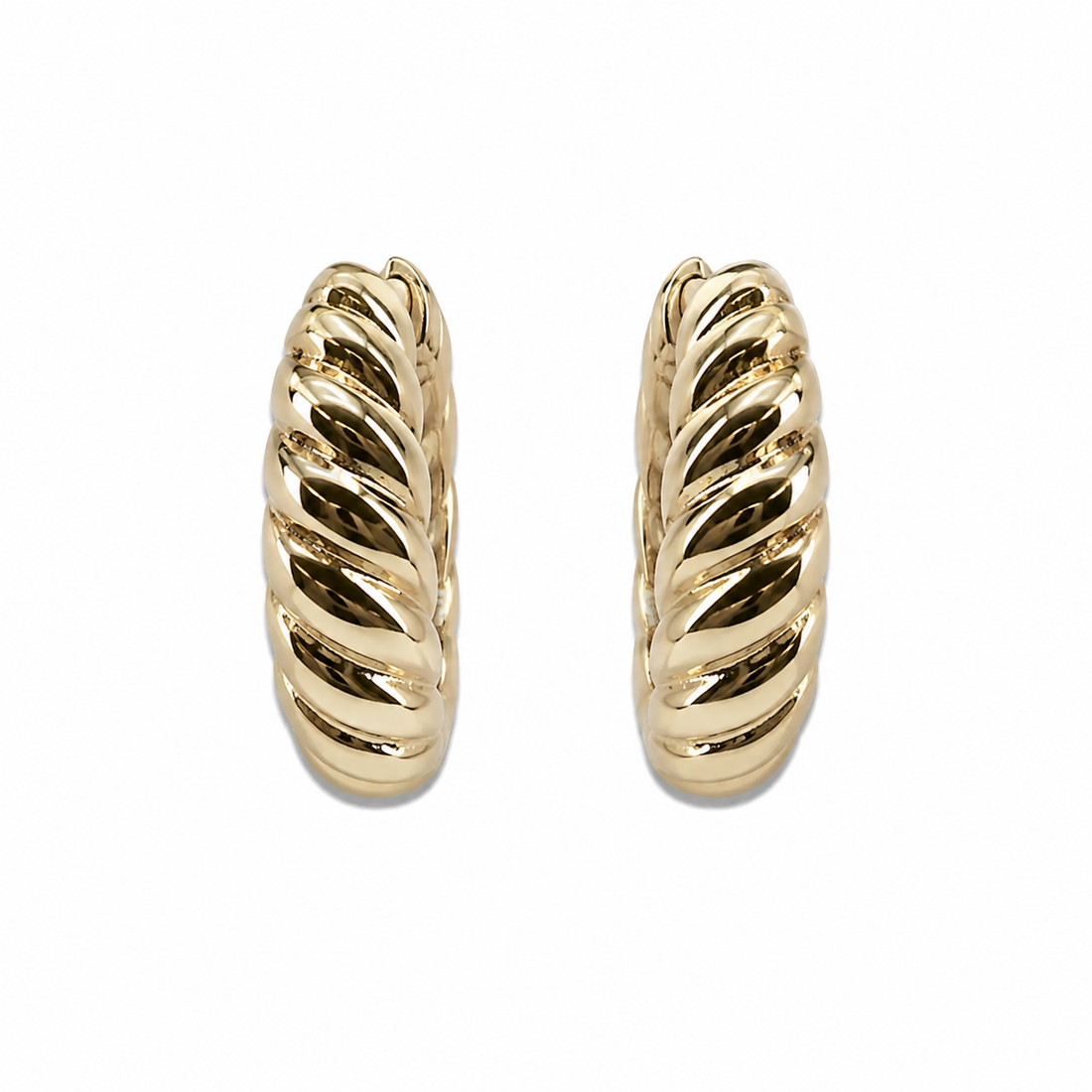 Classic Gold-Tone Twisted Rope Hoop Earrings | 1" Huggie Style