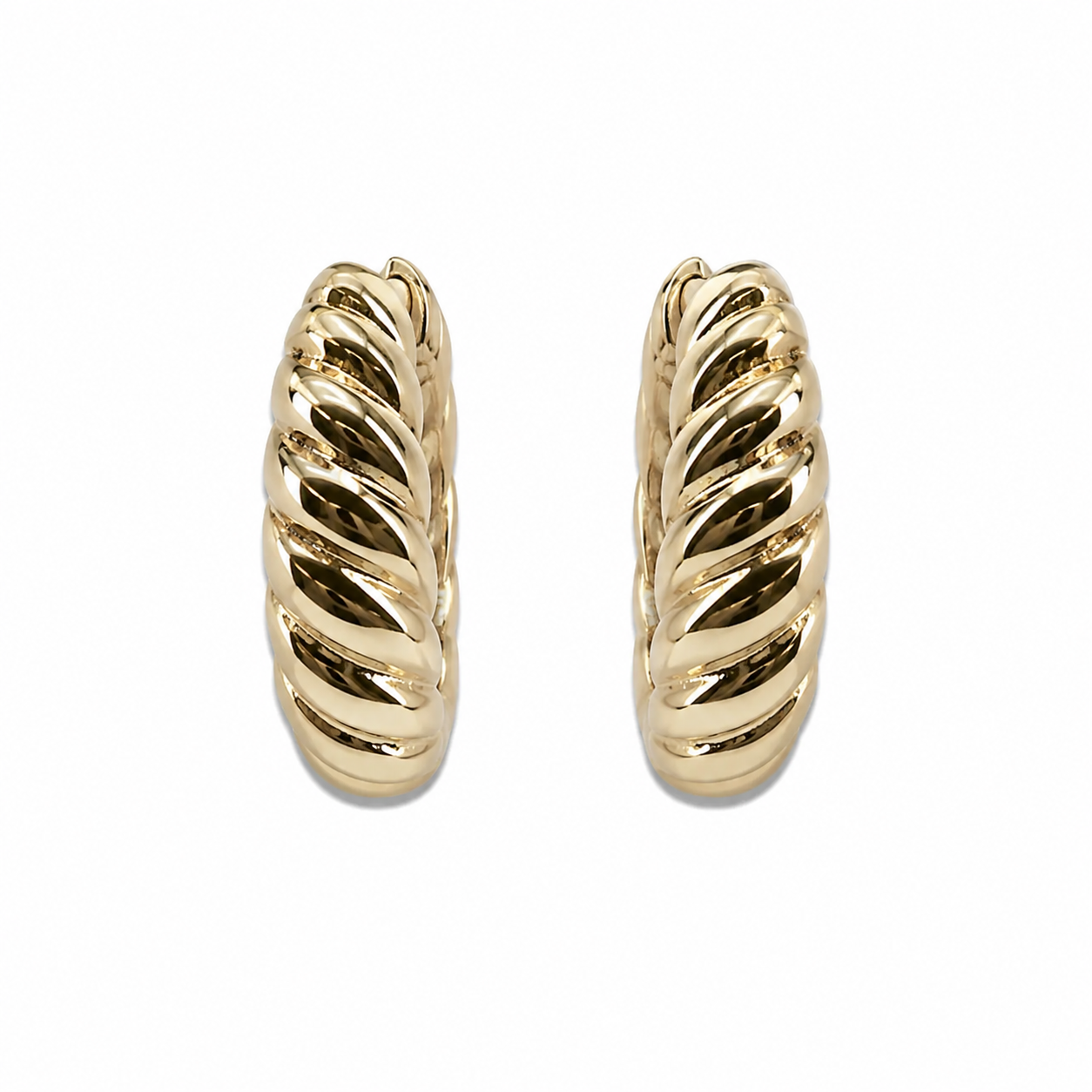 Classic Gold-Tone Twisted Rope Hoop Earrings | 1" Huggie Style