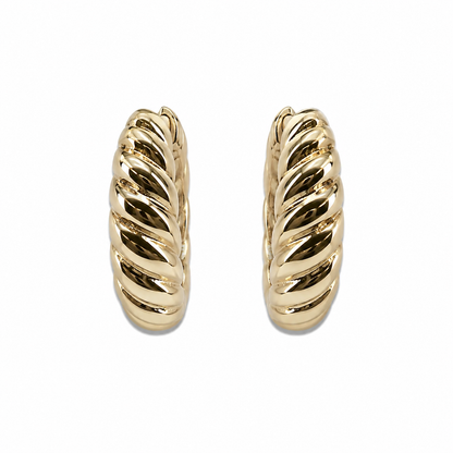Classic Gold-Tone Twisted Rope Hoop Earrings | 1" Huggie Style