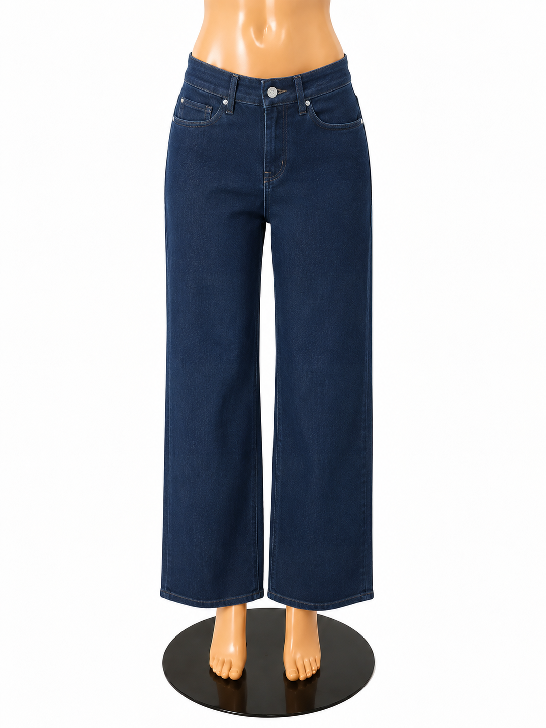 Paige Sasha High Rise Wide Leg Crop Jeans Navy Denim Size 6