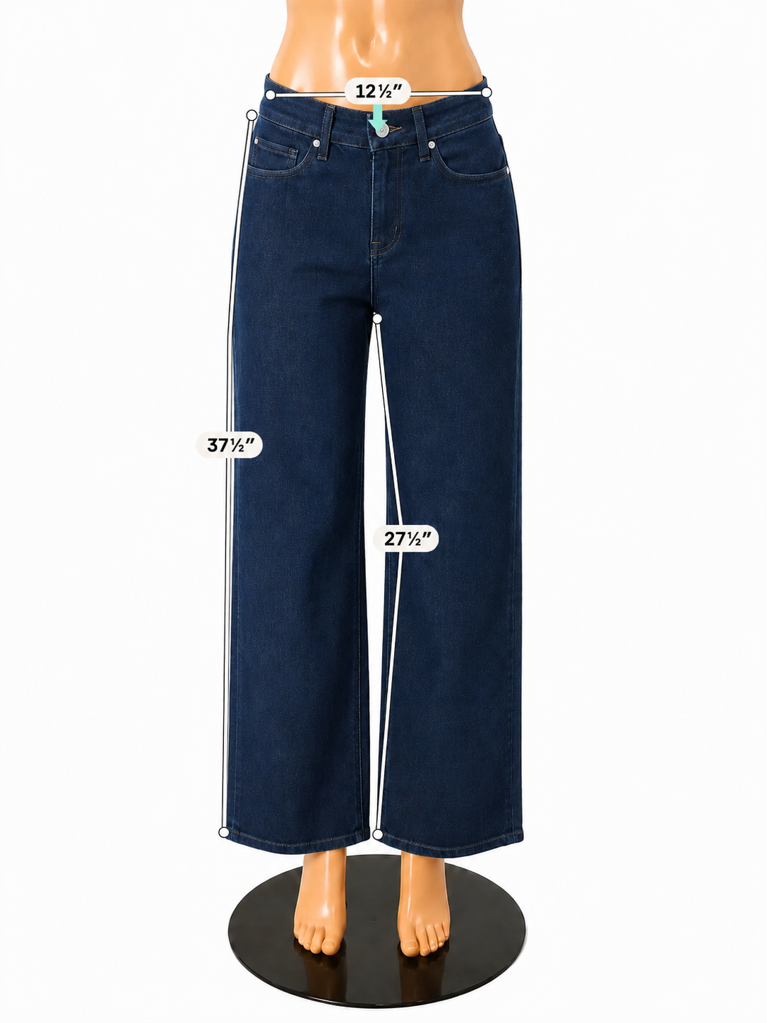Paige Sasha High Rise Wide Leg Crop Jeans Navy Denim Size 6
