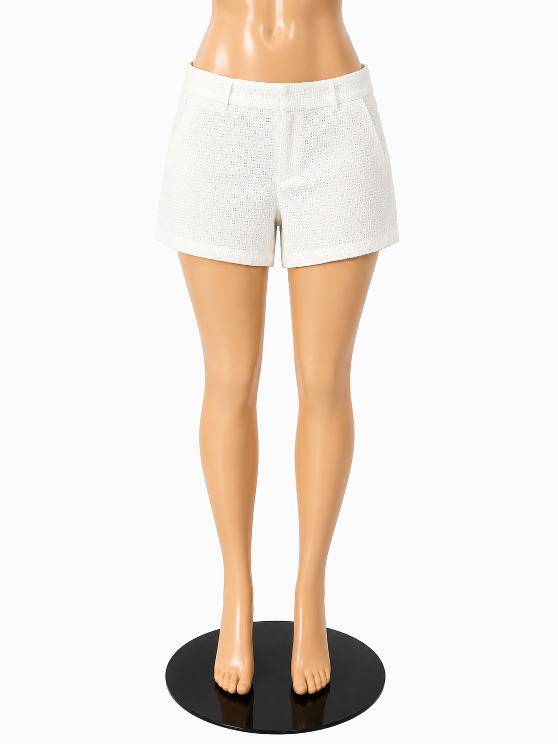 Banana Republic White Eyelet Shorts Size 10 Cotton Lined Scalloped Hem