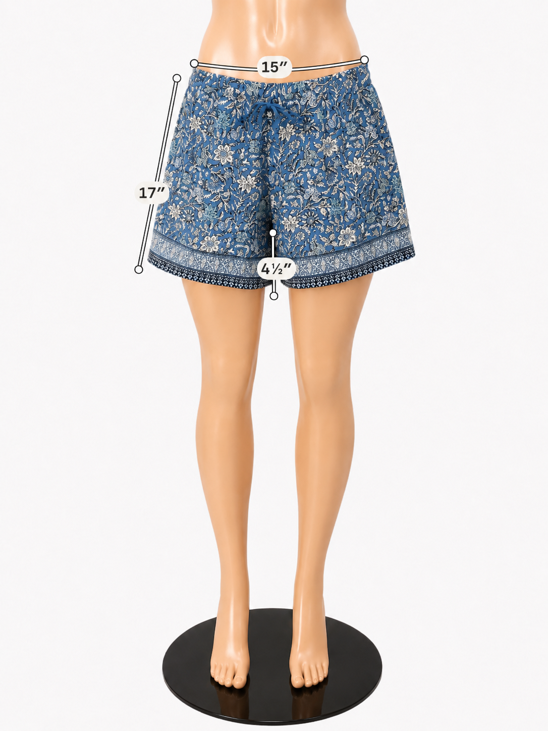 J.Jill Floral Border-Print Rayon Shorts Blue White Size Medium