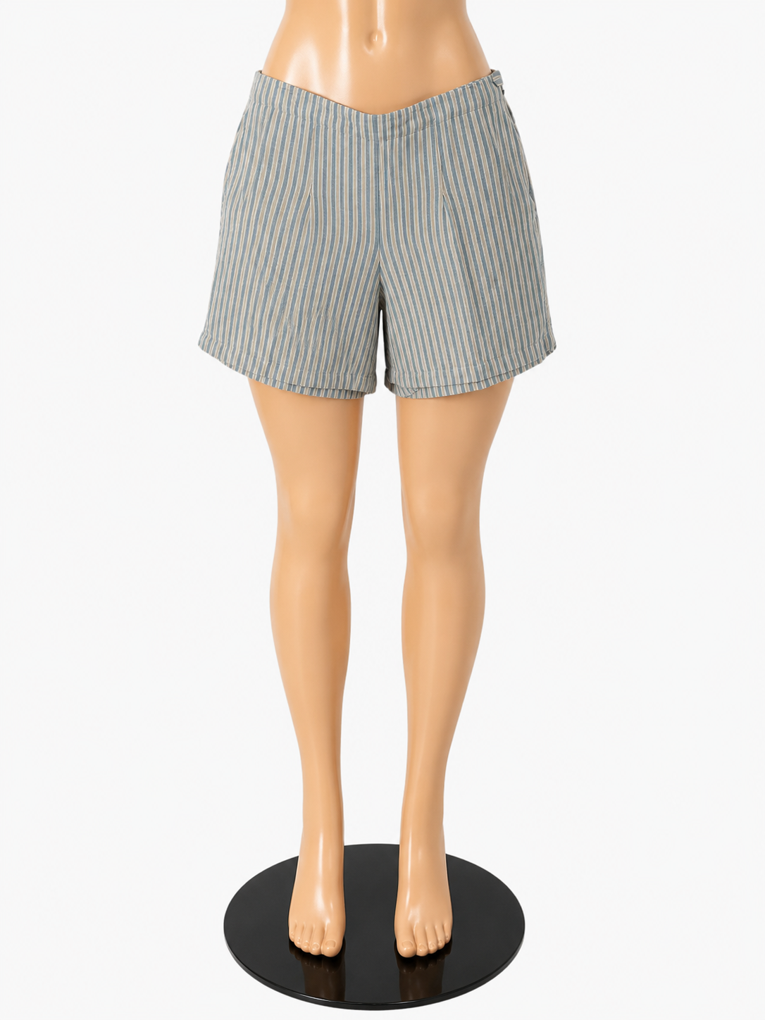 J.Jill Linen-Blend Striped Pull-On Shorts Blue Tan Size Medium