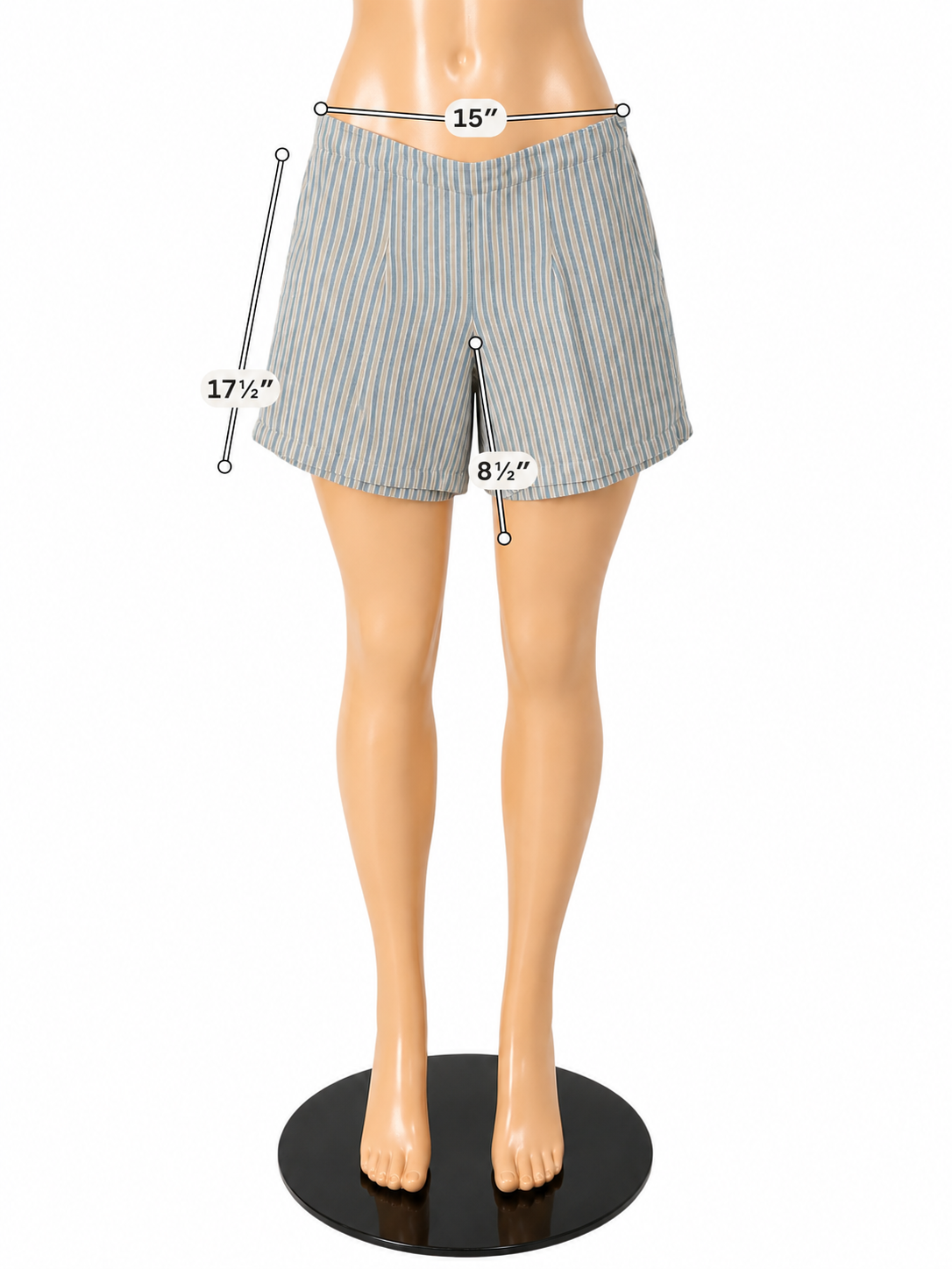 J.Jill Linen-Blend Striped Pull-On Shorts Blue Tan Size Medium