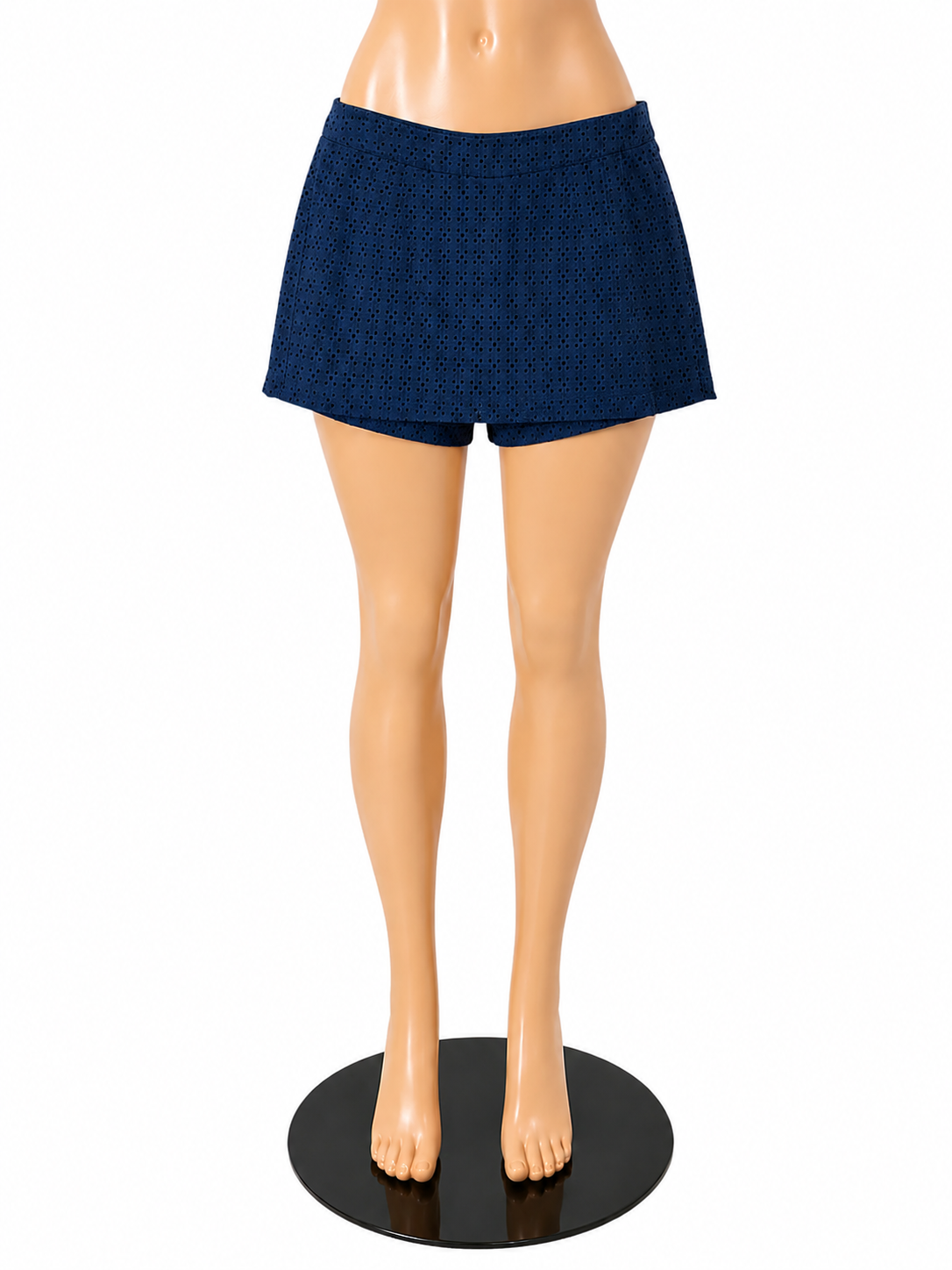 Cabi Navy Blue Eyelet Cotton Skorts Scalloped Hem Size 8