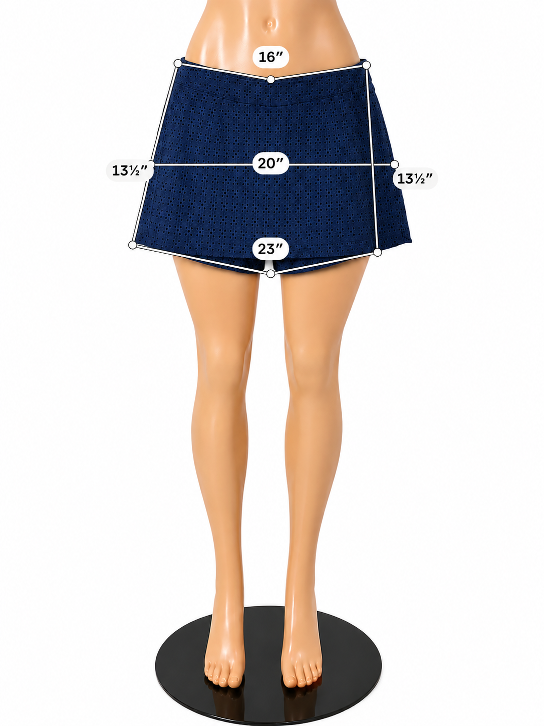 Cabi Navy Blue Eyelet Cotton Skorts Scalloped Hem Size 8