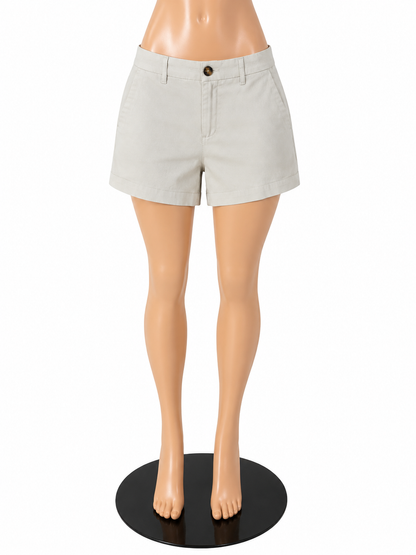 Boden Richmond White Cotton Stretch Chino Shorts Size 6 | 4" Inseam