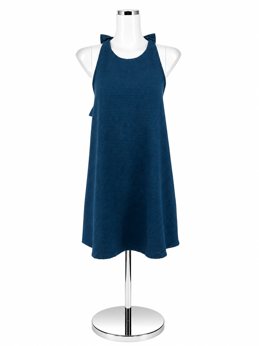 She + Sky Teal Ruffle Back Waffle Knit Mini Dress Size Small