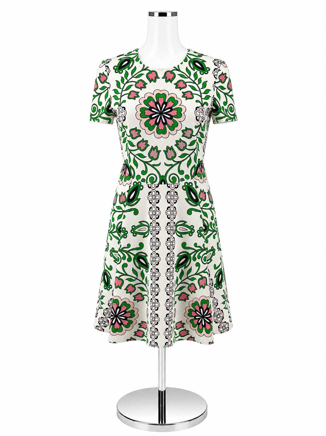 Tory Burch Ravena Floral Knit Fit &amp; Flare Dress Size Small