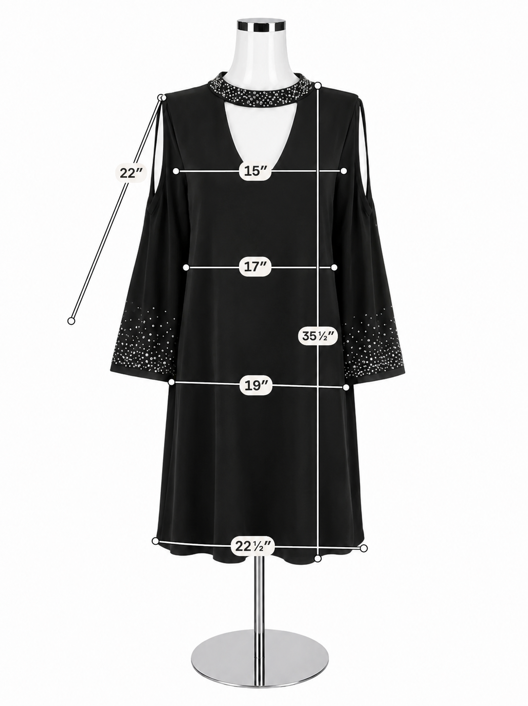 Jessica Howard Black Rhinestone Cold Shoulder Dress Size 14 Cocktail Party LBD - ONLINE ONLY