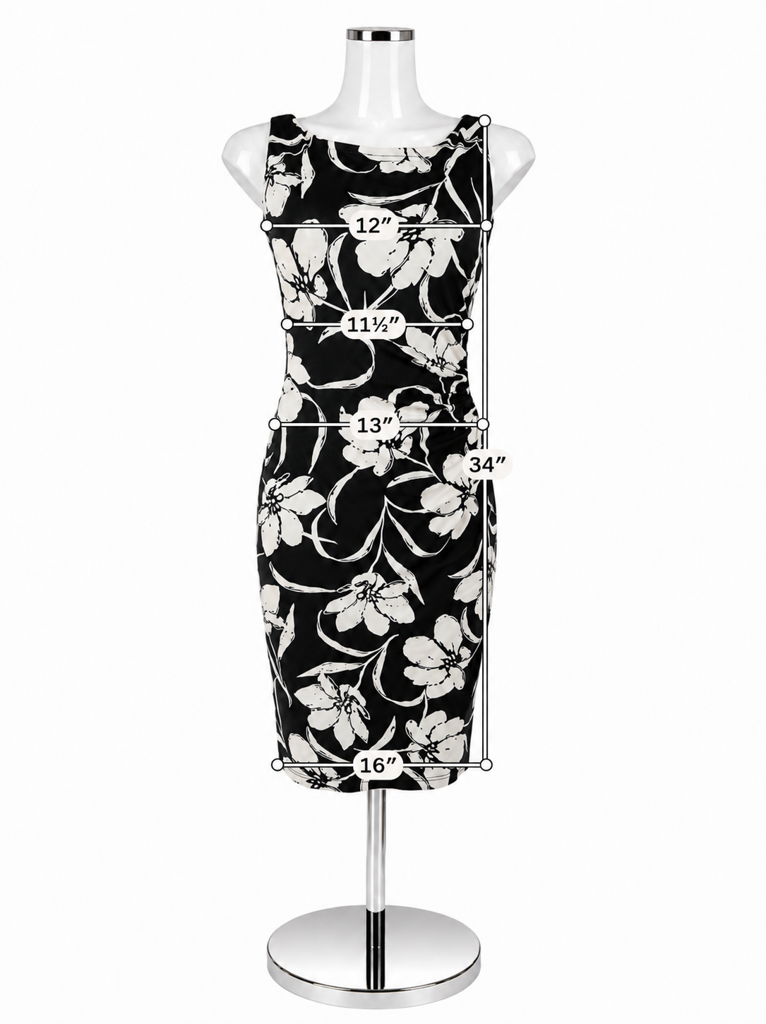 Lauren Ralph Lauren Black &amp; White Floral Sleeveless Sheath Dress Size 4