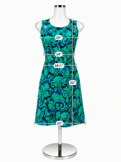 J.Crew Damask Jacquard Fit &amp; Flare Dress Blue Teal Size 4