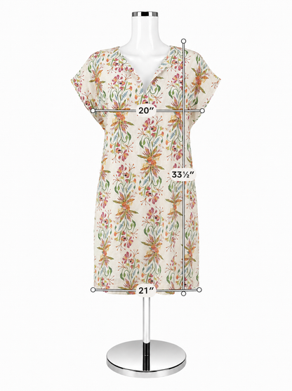 Abbey Glass Watercolor Floral Viscose Linen Tunic Dress Size Small
