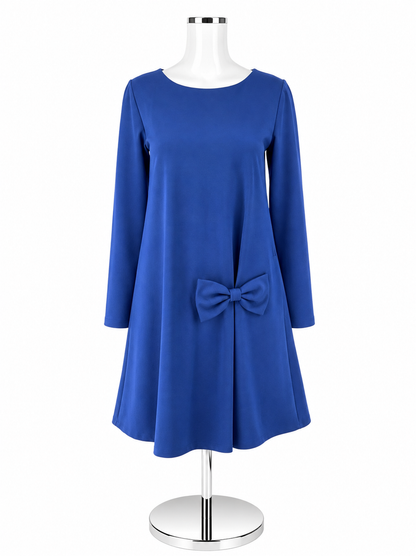 Le Muse Cobalt Blue Asymmetrical Bow Tunic Dress Size Small