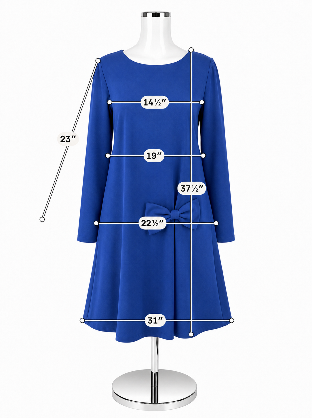 Le Muse Cobalt Blue Asymmetrical Bow Tunic Dress Size Small